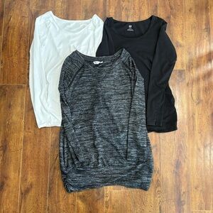 Thyme Maternity/H&M Mama Long Sleeve Tops - Black, White, Gray